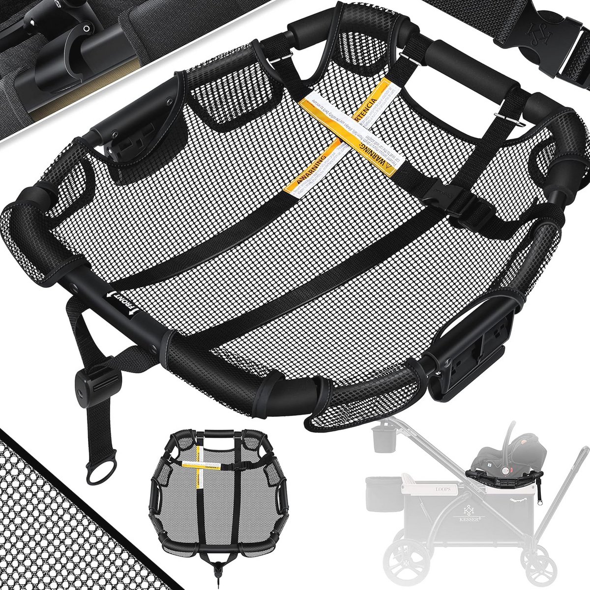 Universeel Babyzitje voor Bolderkar - Opzetstuk voor Buggy en Wandelwagen - Zwart