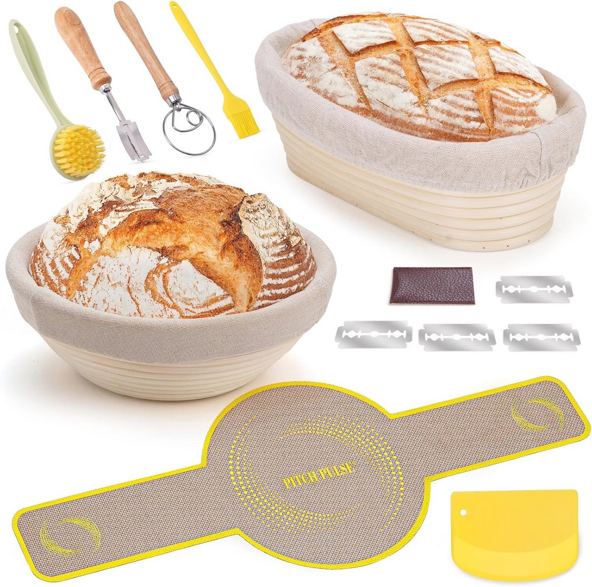 Ronde en Ovale Rijsmandjes Set van Natuurlijk Rotan voor Zuurdesem Brood