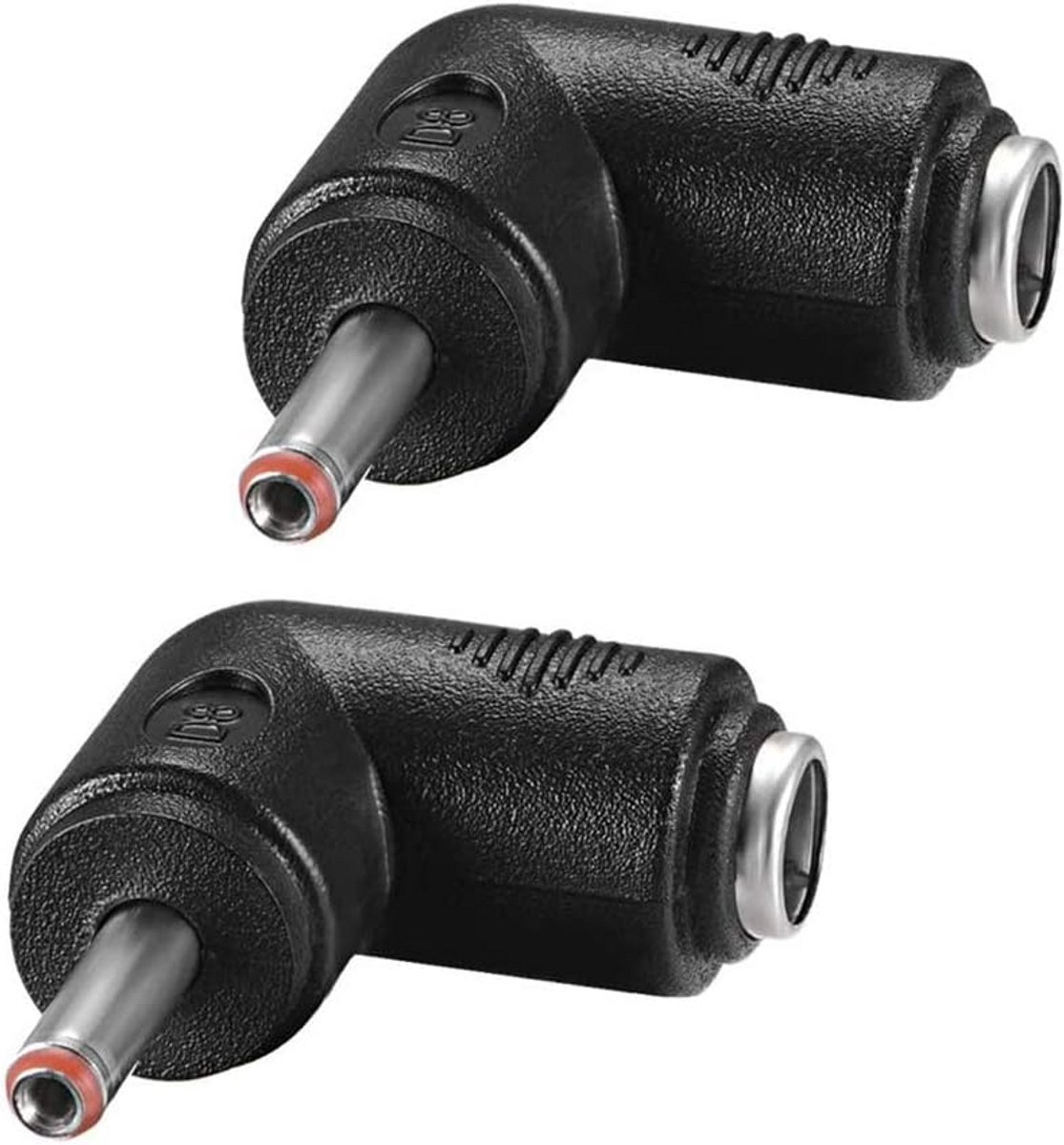 Set van 2x Haakse Adapter Kabel 90 Graden DC 5.5mm naar 3.5/1.35mm – Geschikt voor Laptop & CCTV Voedingen