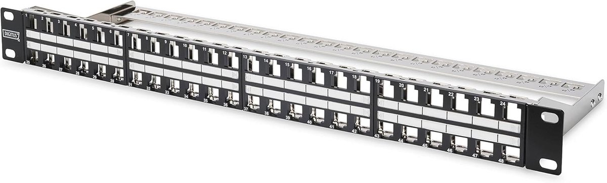 Modulaire Patchpaneel 48 Poorten - 19-inch - Afgeschermd - Rack Mount - Zwart