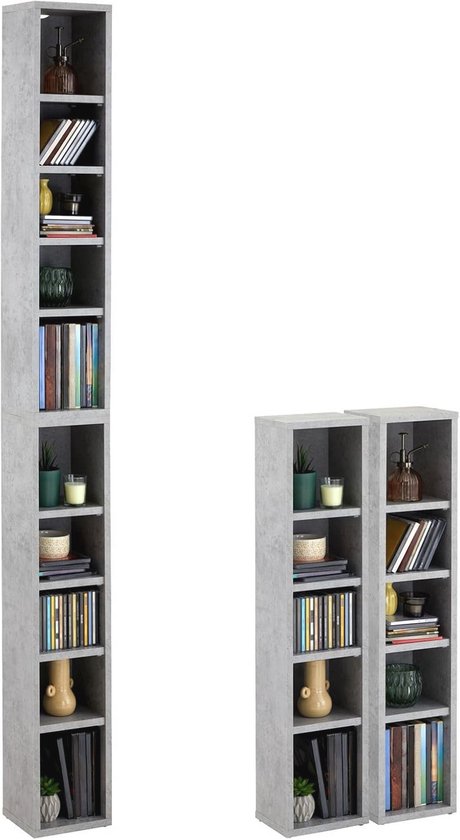 CD Rek met Betonnen Look - Opbergruimte voor 160 CD's en 10 Verstelbare ...