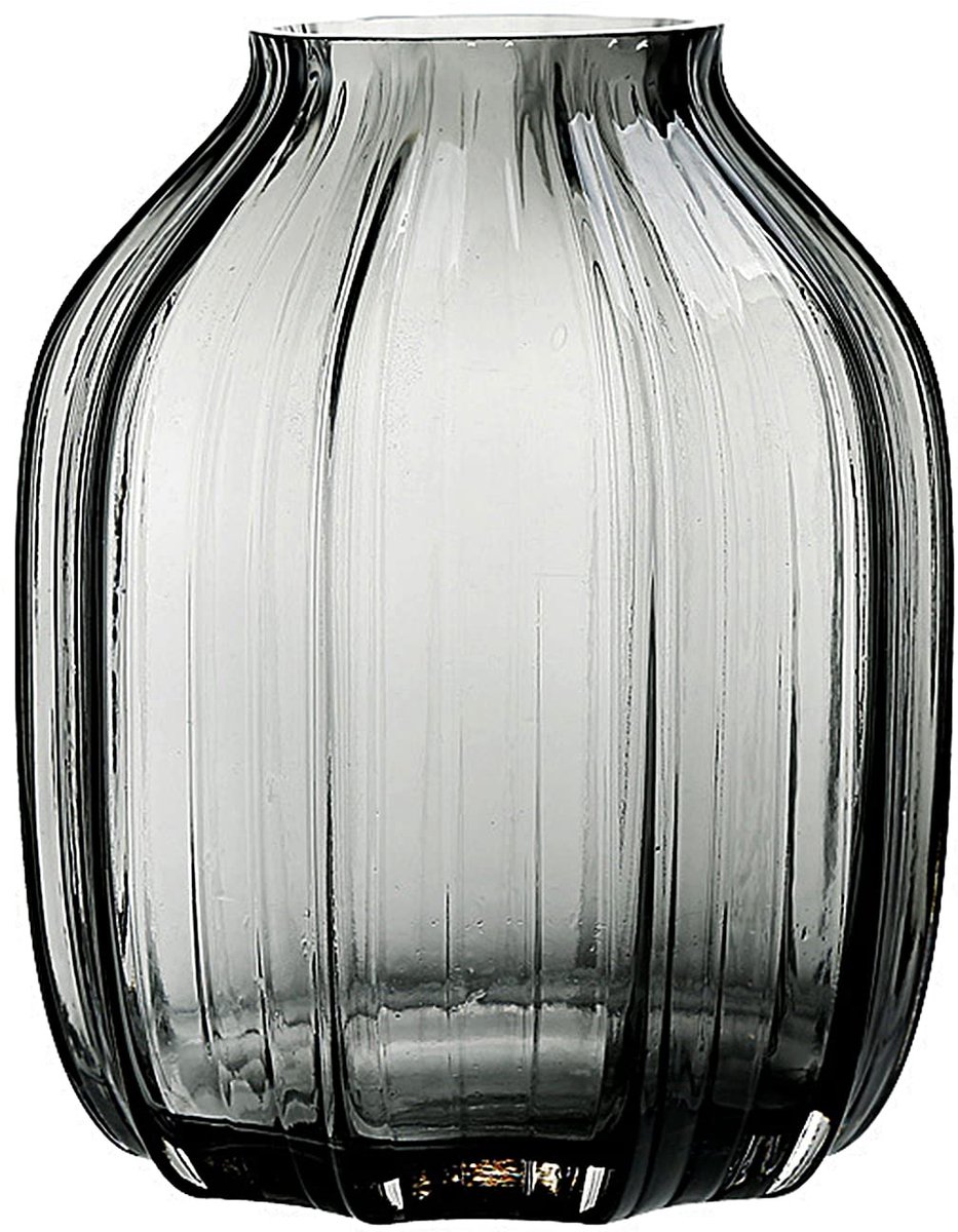 Imperatoris Glazen Vazen / Glazen Flessen – Mini Decoratieve Vaas Flesjes – Helder Glas – Inclusief Strik – 14 x 14 x 21 cm – Rookgrijs