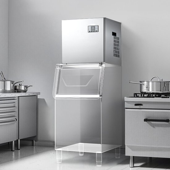 Commerciële ijsblokjesmachine - IJsmachine Hoofdeenheid - 181 kg/dag - RVS - Zelfreinigend - Slim bedieningspaneel - Instelbare ijsblokjesdikte - Voor Horeca van Merkloos — afbeelding 4