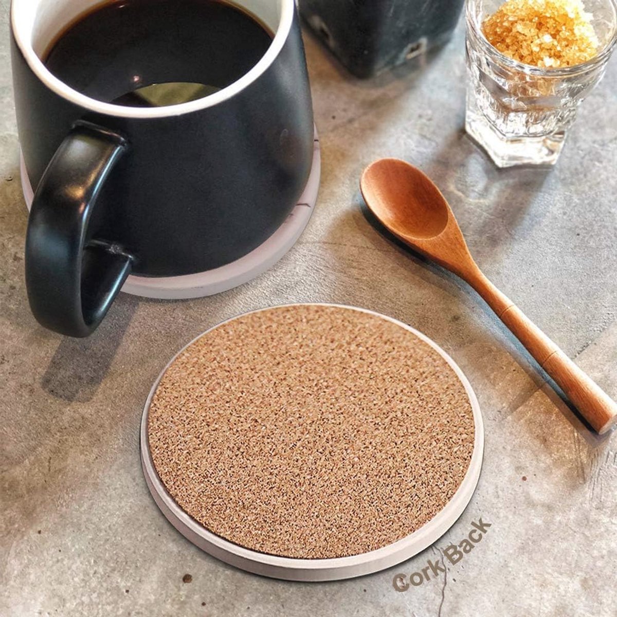 Absorbente Coasters van Keramiek met Houder - Marmer Patroon, Set van 6