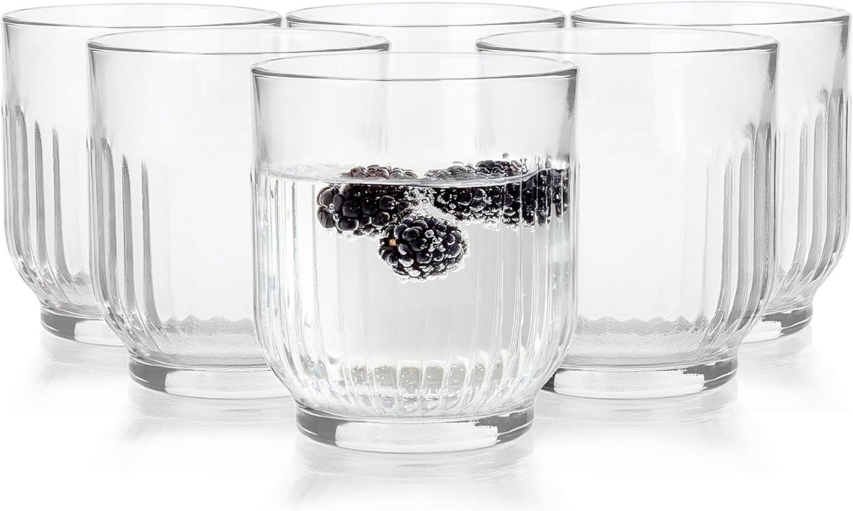 Set van 6 Glazen - Waterglazen en Limonadeglazen - 290 ml - Vaatwasmachinebestendig
