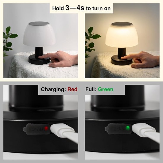 Dimbare Draadloze Buiten Tafellamp op Zonne-energie en USB Oplaadbaar — afbeelding 3