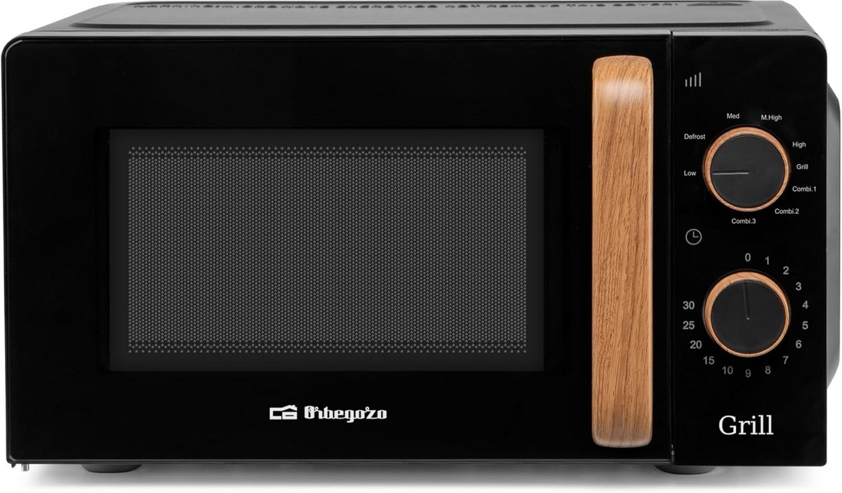 Compacte Zwarte Magnetron 20 Liter met Grillfunctie en Ontdooiprogramma