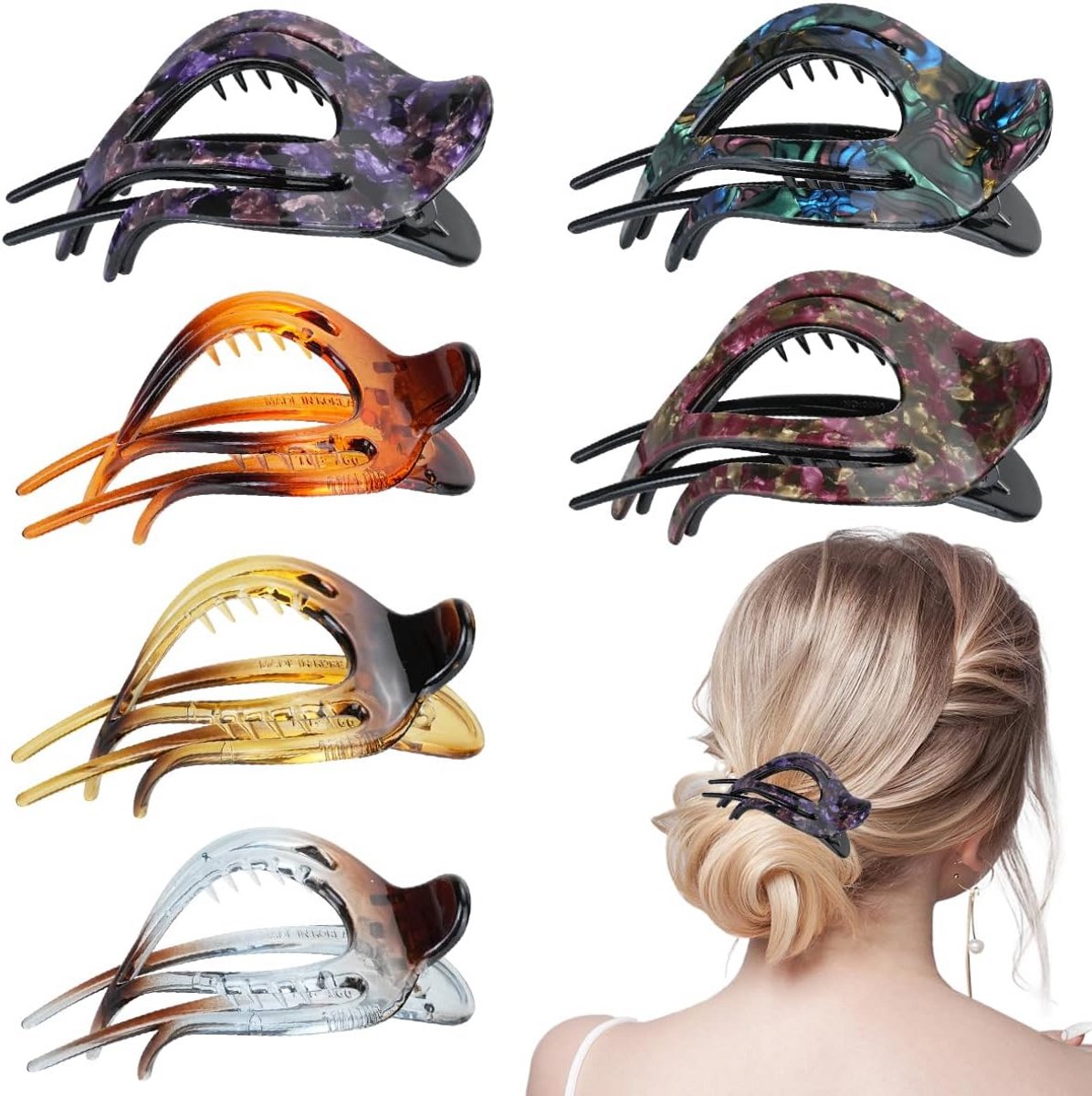 6x Grote Gebogen Haarspeldclips - Sterke Antislip Haar Klem voor Dik Haar