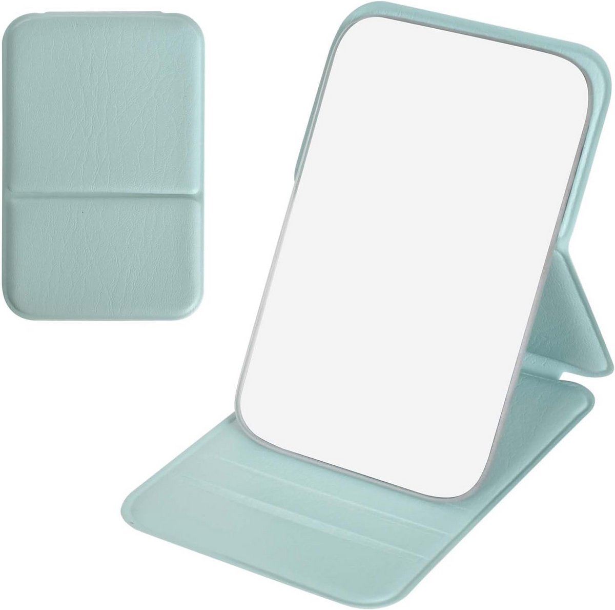 Opvouwbare Reisspiegel: Compacte Make-up Spiegel met Duurzame PU-Leren Houder
