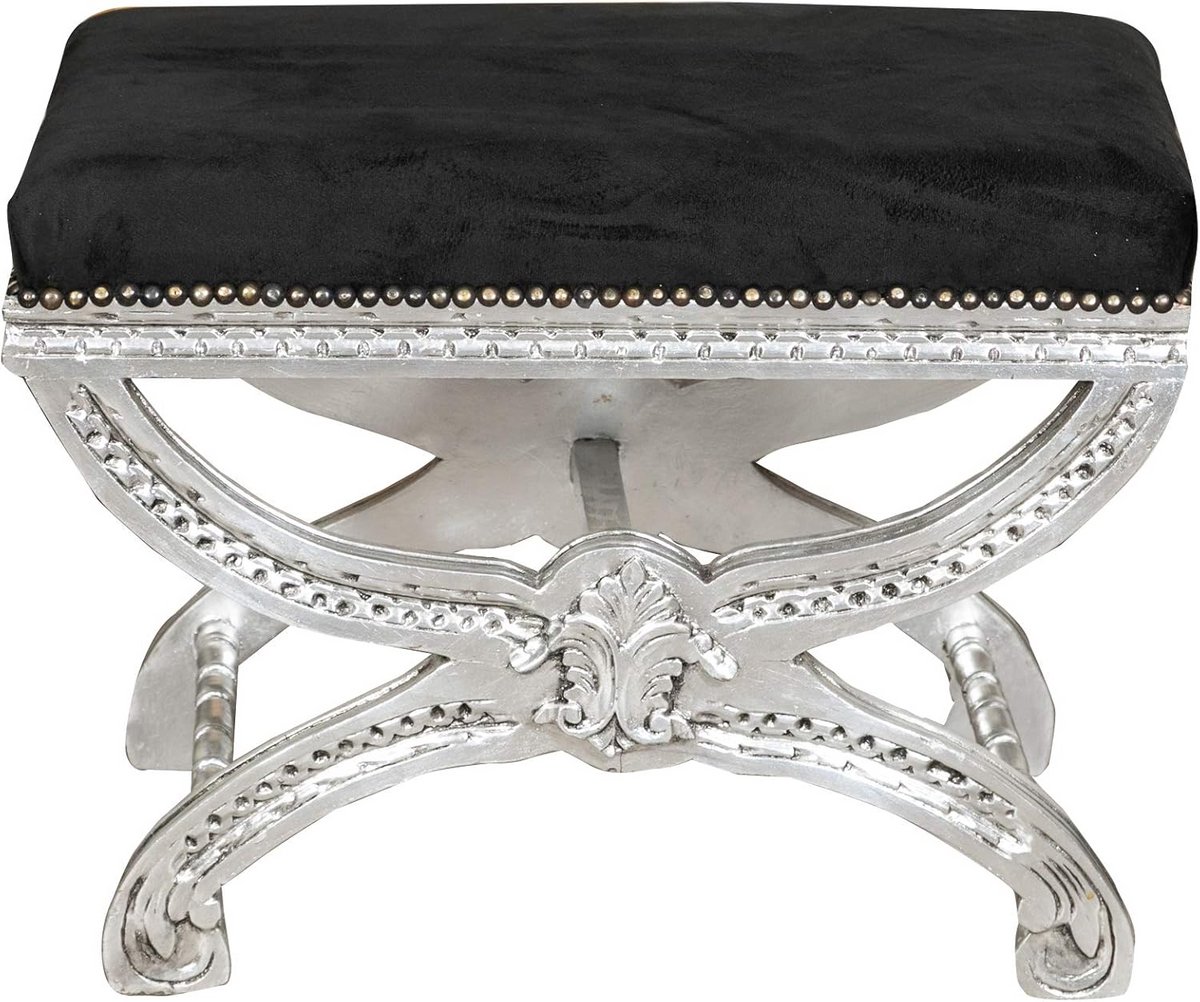 Luxe Zwarte Fluweel Zitzak Voetenbank Antieke Stijl Poef Fauteuil
