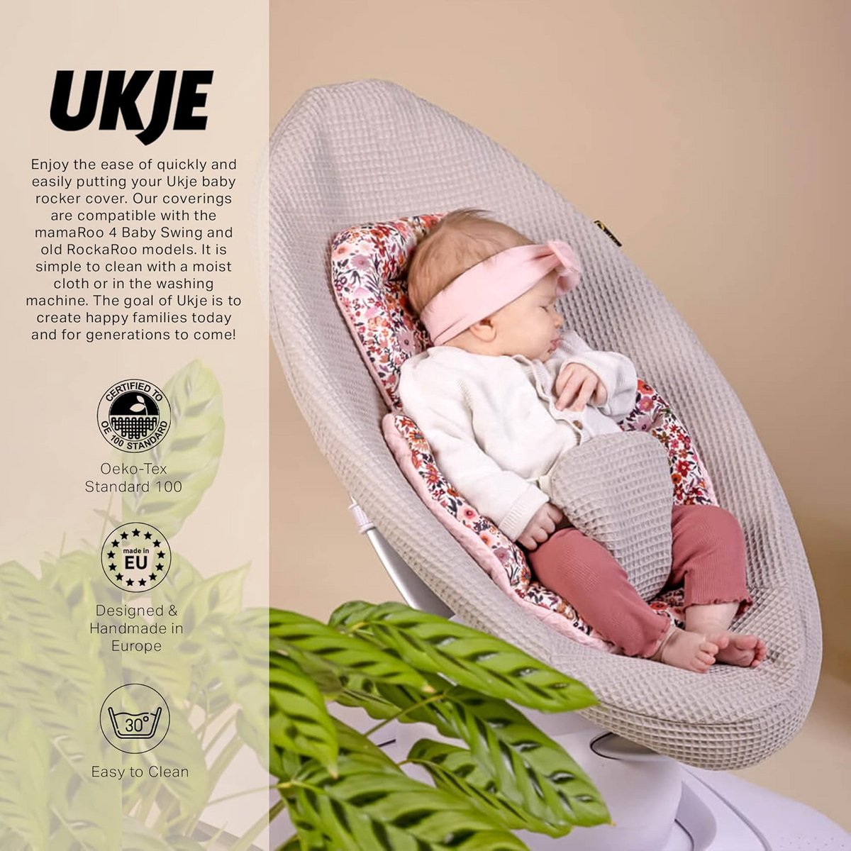 Wafel Pique Stoelhoes voor Baby Wipstoel - Geschikt voor Mamaroo - Zacht Katoen & Wasbaar – foto 3