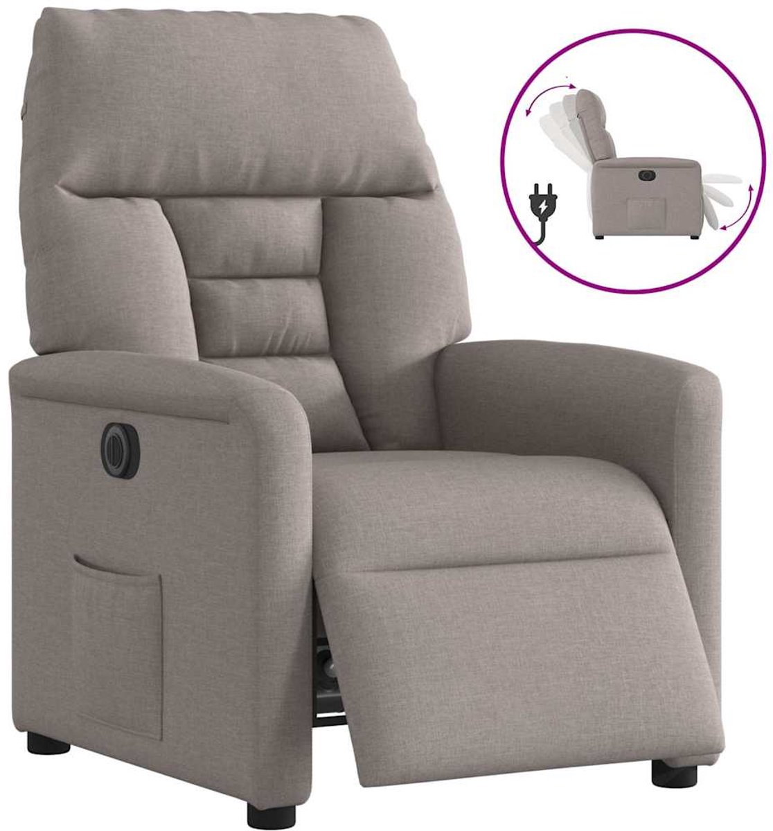 vidaXL Fauteuil - verstelbaar - elektrisch - stof - taupe
