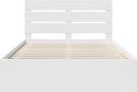 Wit bedframe met lattenbodem en hoofdeinde, zonder matras.