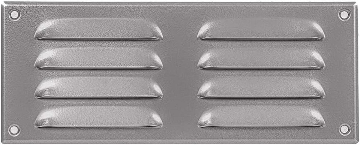 Metalen Ventilatierooster met Lamellen, 260 mm x 105 mm, Grijze Kleur