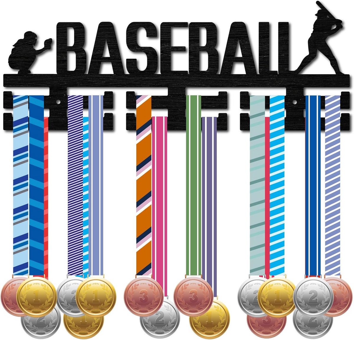 Houten Medaillehouder Honkbal - Wandrek voor 30+ Medailles - Decoratie en Trofee Display