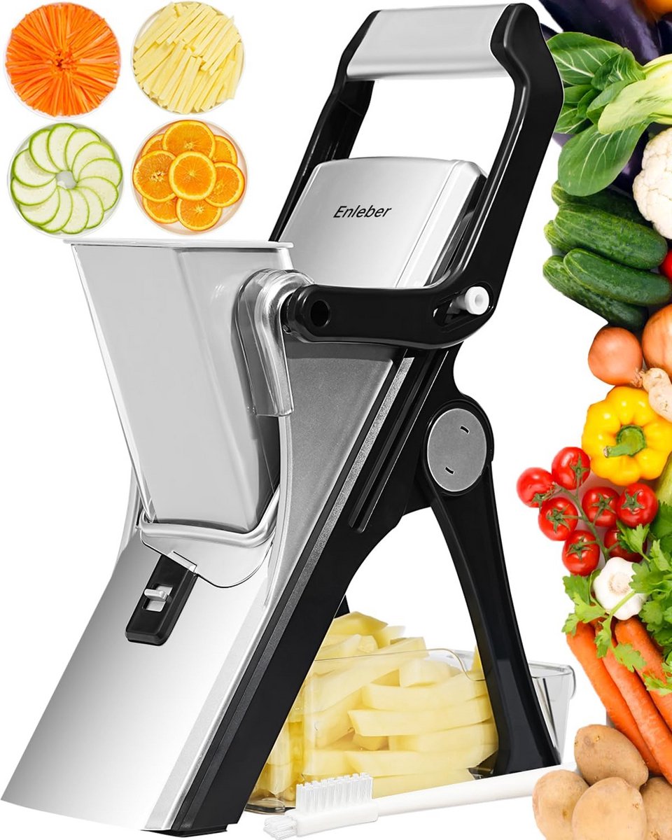 Multifunctionele Mandolineslicer Groentesnijder Julienne Dicer met Opvangbak