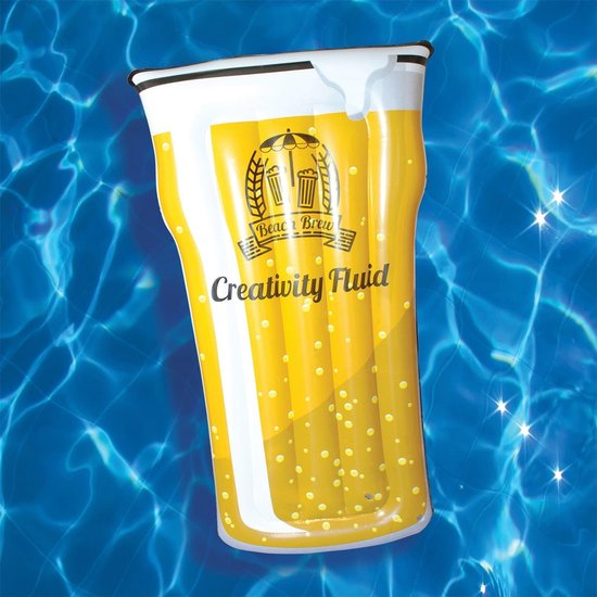 Opblaasbaar Zitzwit Strandbed in Bierglas Vorm - Luxe Aqua Lounger 150cm van Merkloos — afbeelding 5