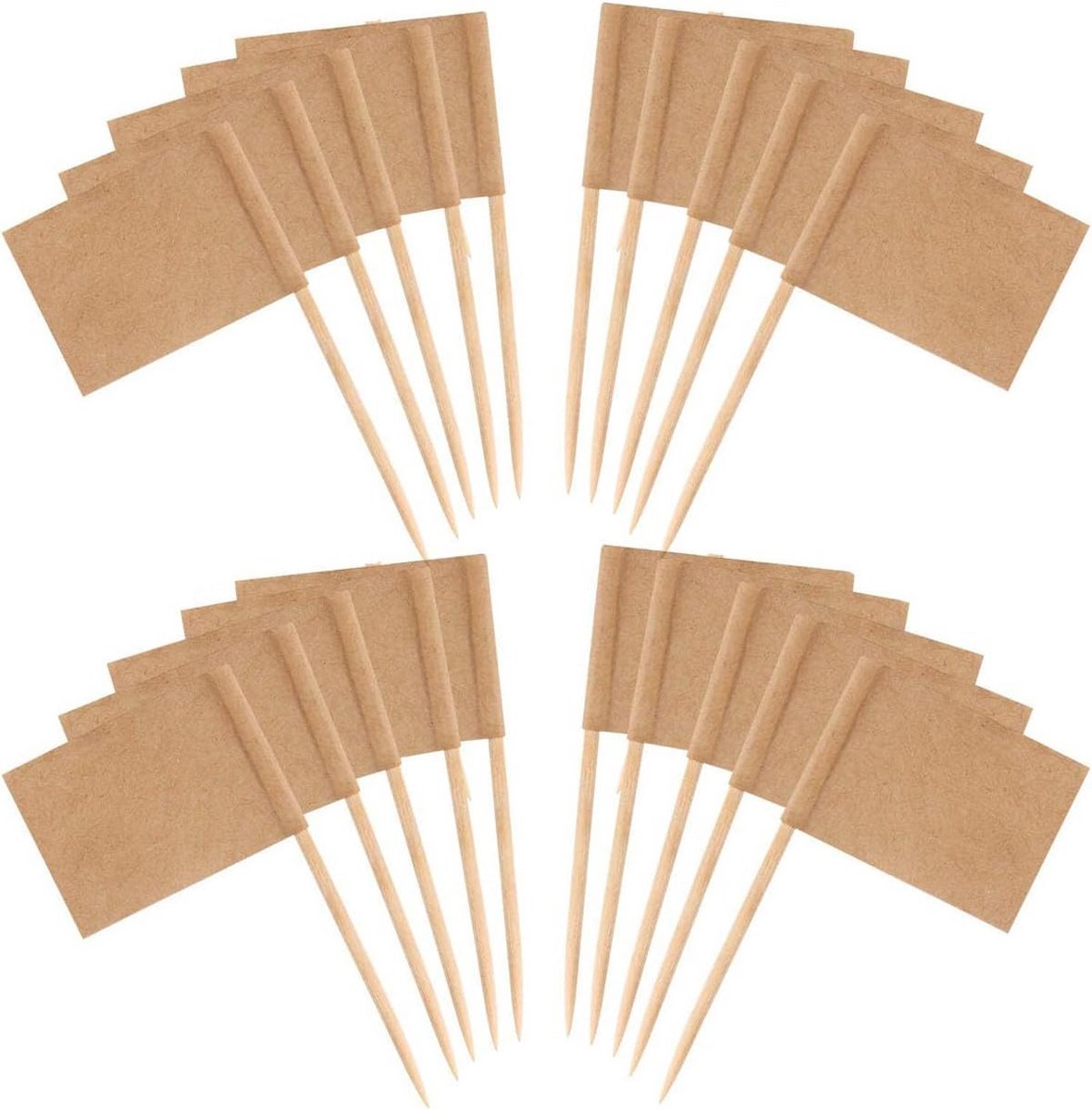 100 Stuks Lege Witte Voedselvlaggen voor Buffet en Kaasplank Labels