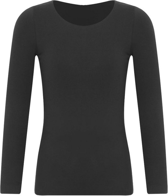 Zwart longsleeve shirt met ronde hals.