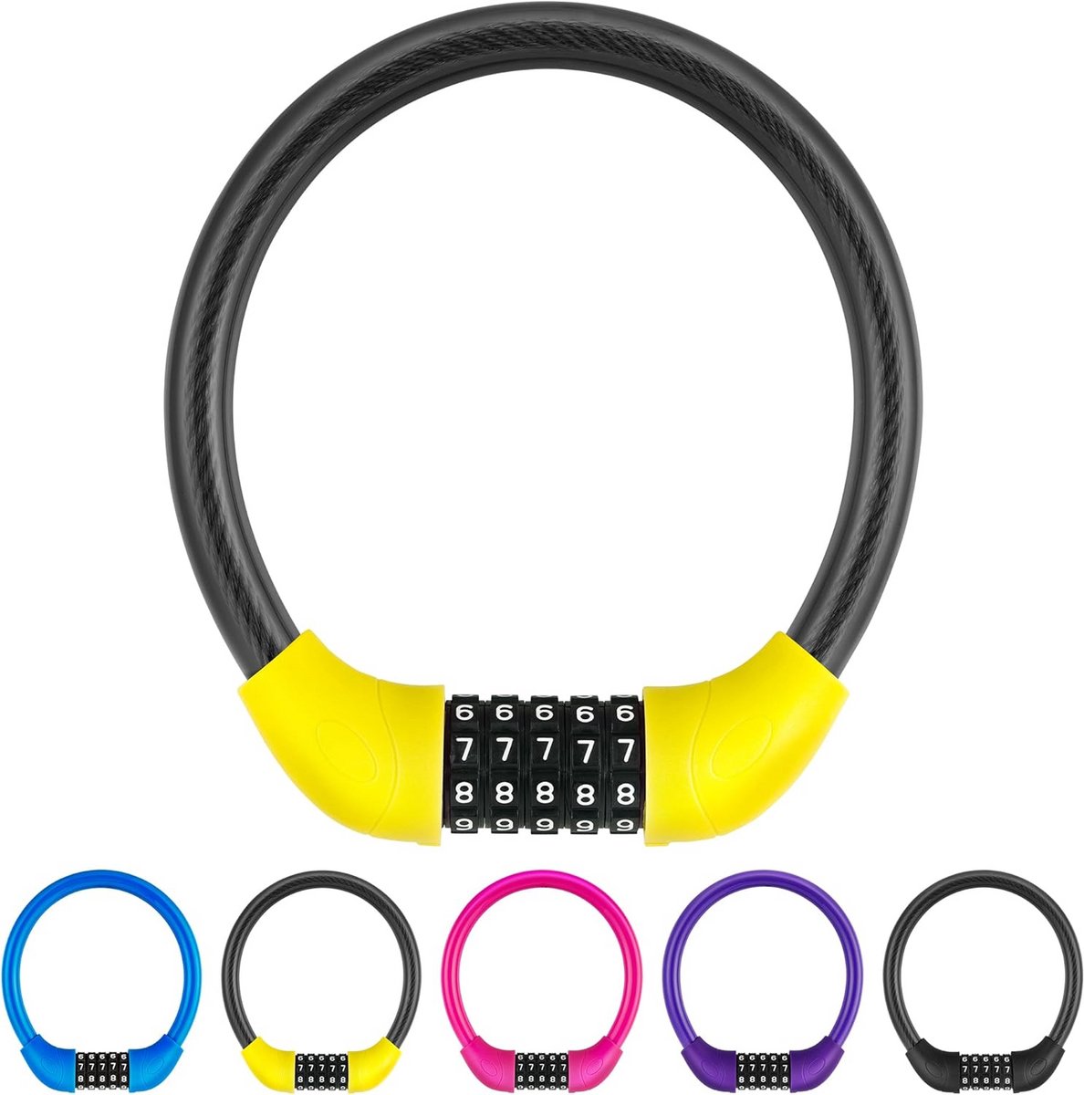 Fietsslot - Fietsbeveiliging - Fietsen Beveiligen - 5-Cijferige Combinatie - 50.8 cm - Geel