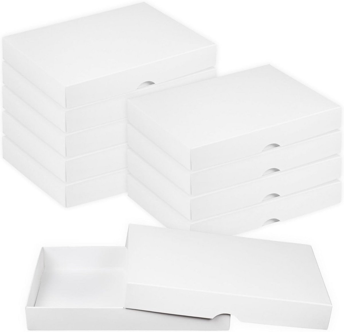 10x Witte Vouwdozen met Deksel (13,6x18,6x2,5 cm) - Stevig Karton voor Opslag en Verzending