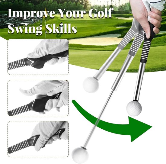 Verstelbare Golf Swing Trainer: Intrekbaar Hulpmiddel voor Perfecte Houding en Golfgrip — afbeelding 4