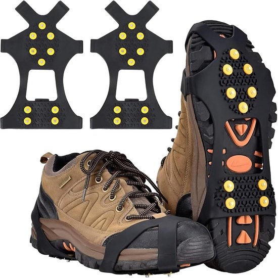 Ice Cleats Crampons Tractie, Ice Snow Grips Voor Laarzen Schoenen Anti Slip 19 Roestvrij Stalen Spikes En Duurzame Siliconen Veilige Bescherming Voor Wandelen Jogg
