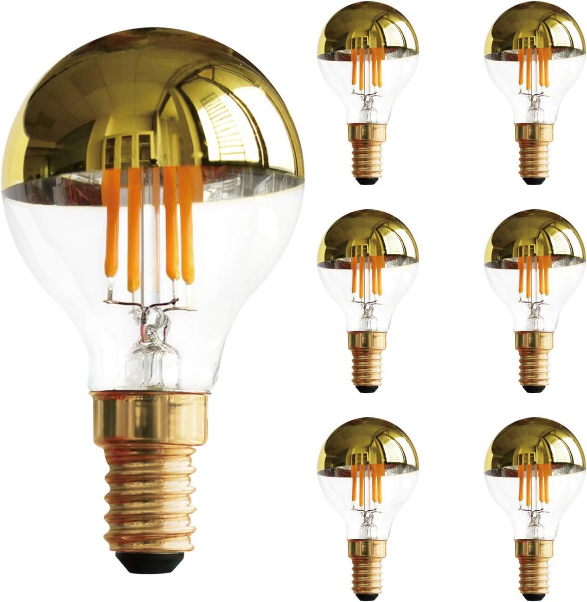 Set van 6 Dimbaar G45 LED Gloeilampen E14 Warm Wit 2700K 4W Spiegelkap