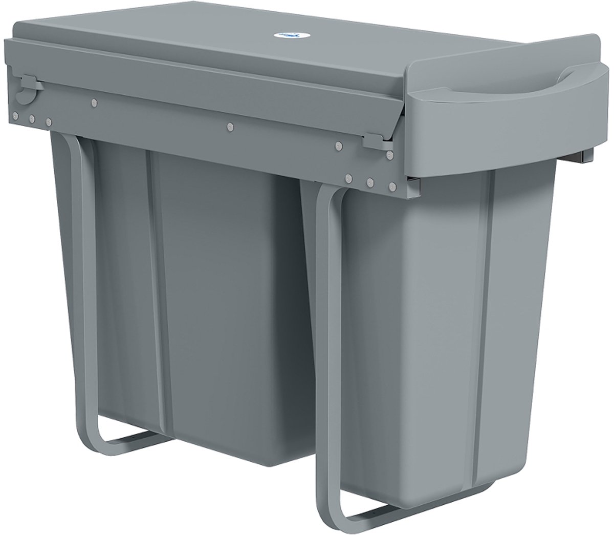 Uittrekbare Afvalemmer - 30L (20L+10L) - Met 2 Uitneembare Emmers En Handgreep - Metaal - Grijs