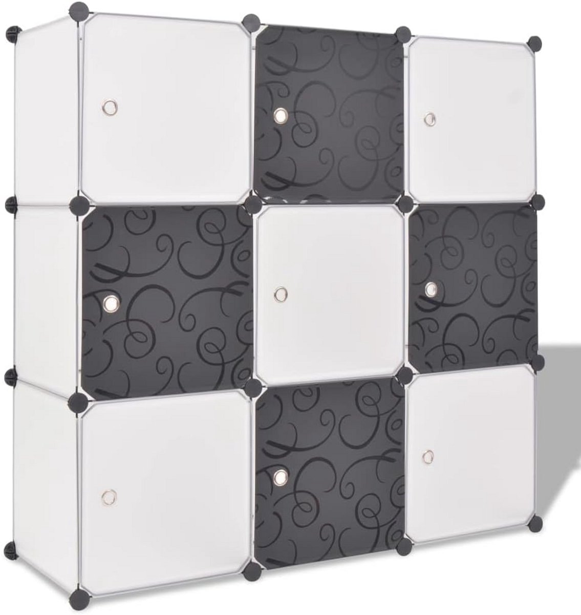 Opbergrek met 9 Vakken Zwart Wit – Modulaire Kubus Kast voor Kleding of Boeken