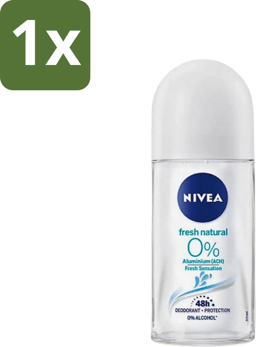 1 x Nivea - Roll-On - Alu Free - Fresh Natural - 0% Aluminum - 50 ml - Alu Free Deodorant - 0% Aluminium - Natuurlijke Deodorant - Frisheid - Gevoelige Huid