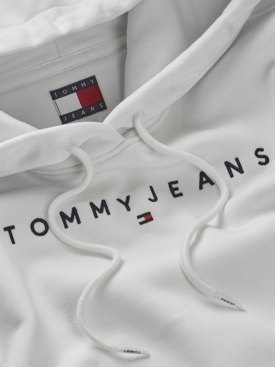 Tommy Jeans Trui Tjw Reg Linear Hoodie Dw0dw17324 Ybl Ecru Dames Maat - XS