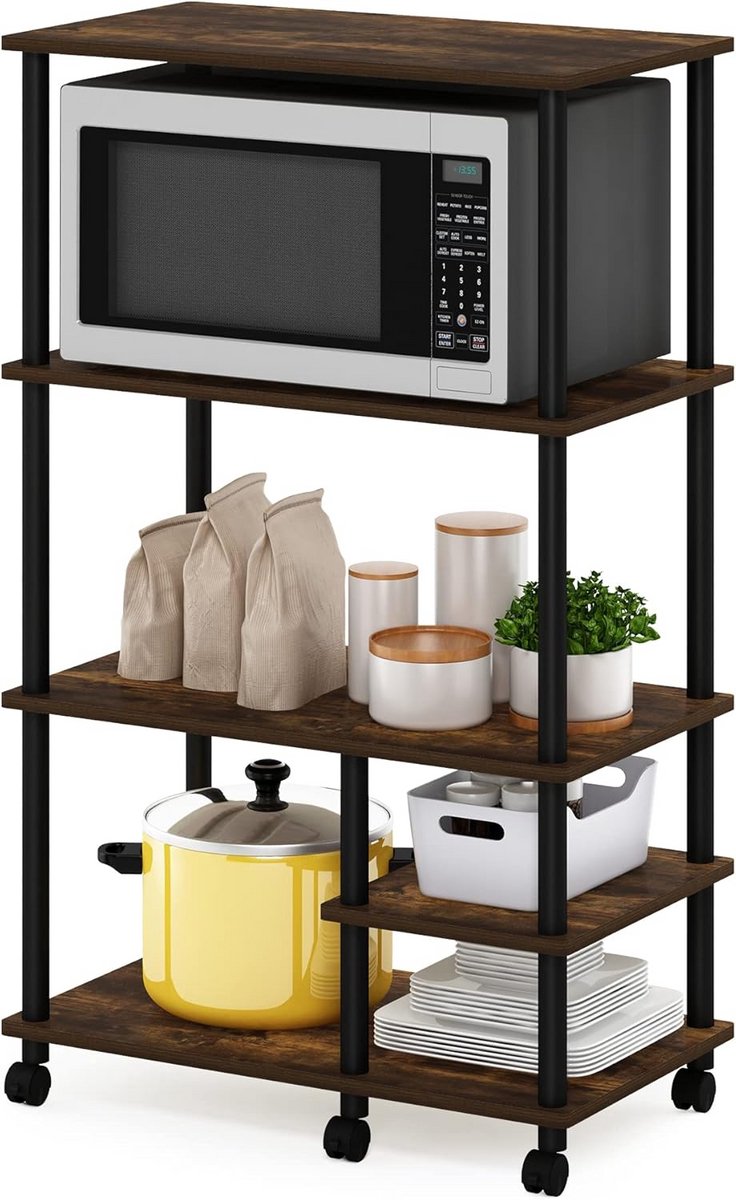 4-Laags Keuken Stapelrek met Wielen voor Opslag