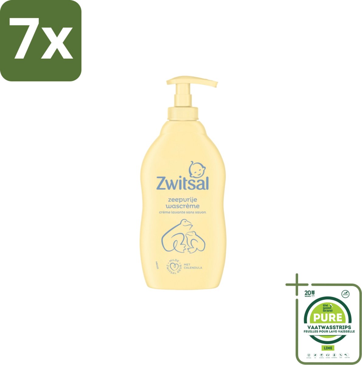 7 x Zwitsal Zeepvrije Wascréme 400 ml - Grootverpakking - Babywasmiddel - Zeepvrije Wascrème - Zwitsal Wascrème - Babyhuid Verzorging - Zwitsal Crème