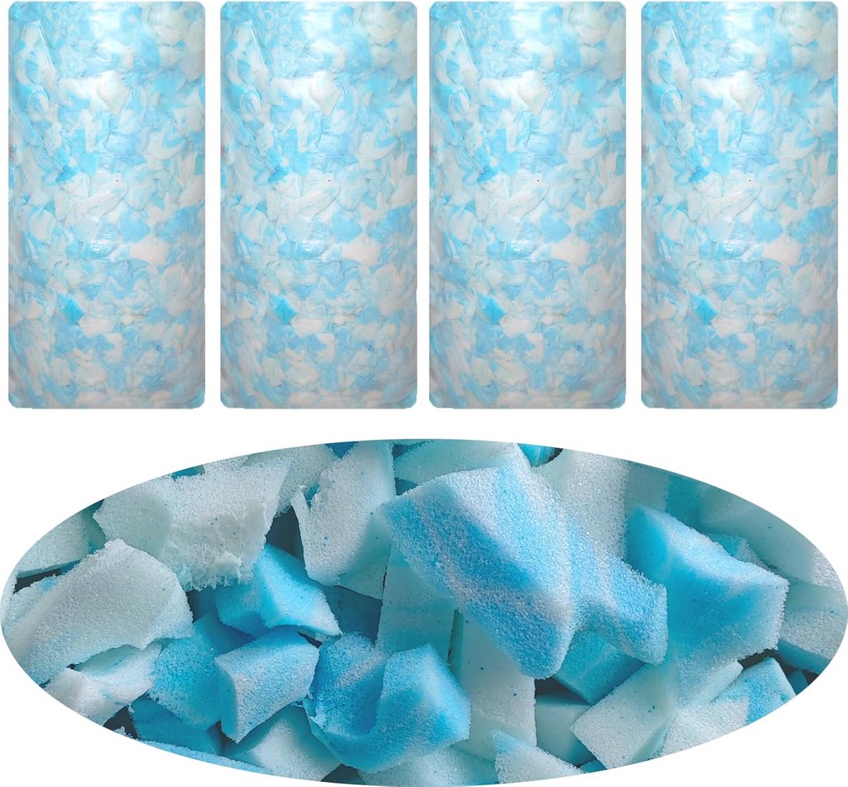 9,1 kg Traagschuim Vulling met Gel (Blauw-Wit) voor Zitzak, Kussen en Poef