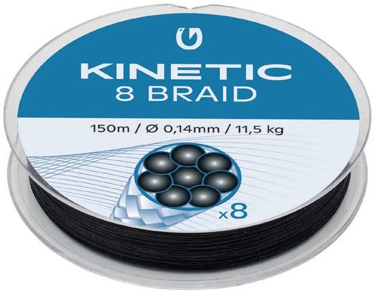 Kinetic 8 Braid - Black - Gevlochten lijn - 300m - 0.20mm - 15.0kg - Zwart van Kinetic — afbeelding 2