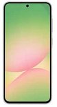 Voorkant van een Samsung Galaxy A56 5G met een abstracte achtergrond op het scherm.