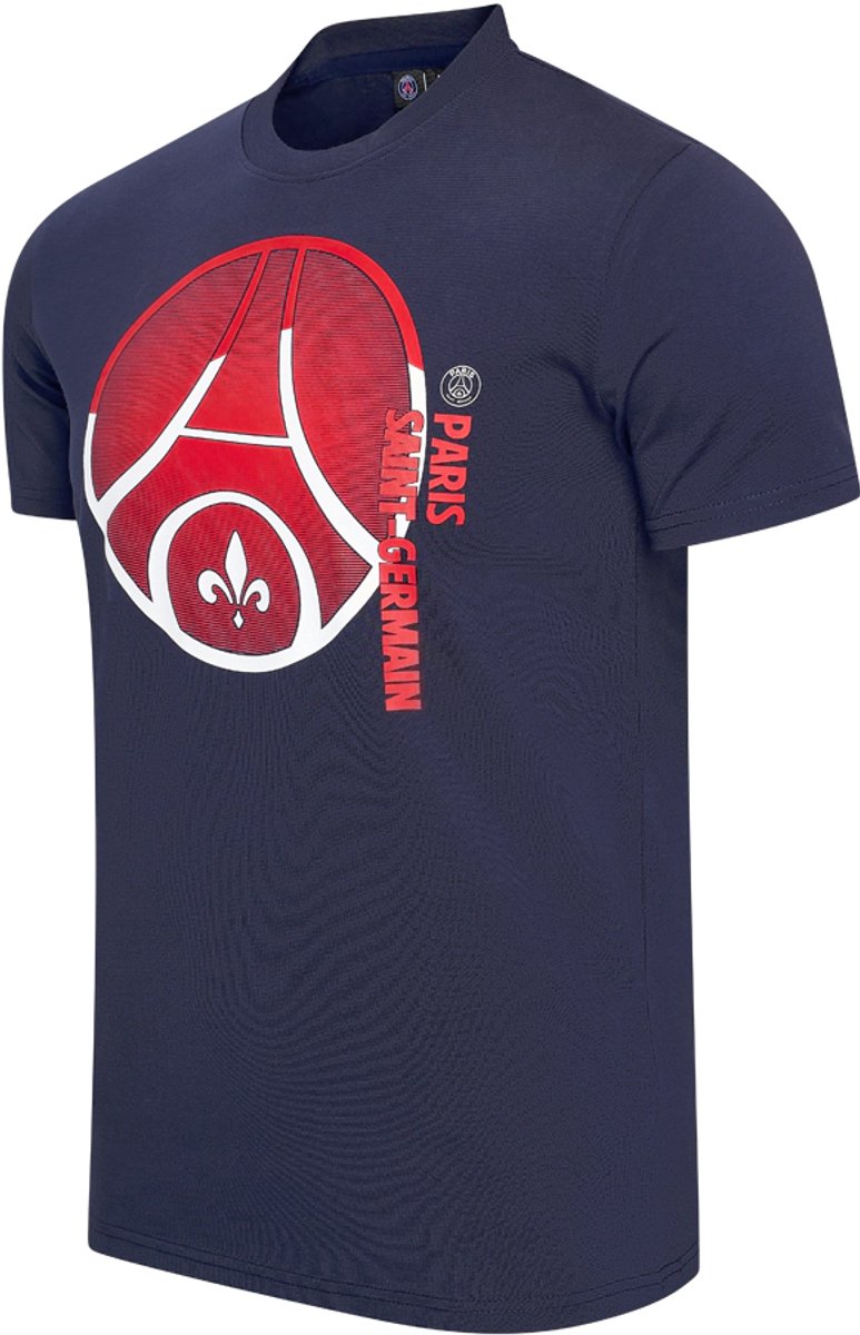 PSG Big Logo T-shirt Heren - Maat S - Voetbal T-Shirt - Paris Saint-Germain - Blauw - 100% Katoen