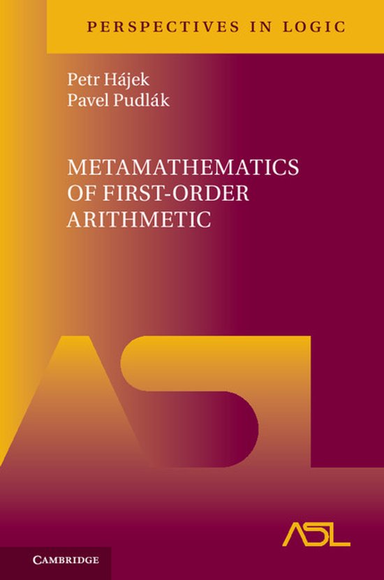 Boekhoes voor 'Metamathematics of First-Order Arithmetic' met de titel in witte letters op een paarse achtergrond, en de namen van Petr Hájek en Pavel Pudlák.