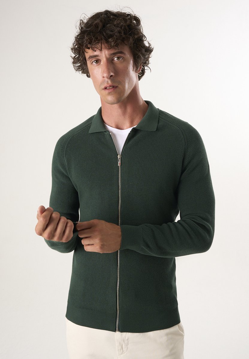 Felix Hardy Vest Met Rits - Cardigan - 100% Katoen Heren Groen - L