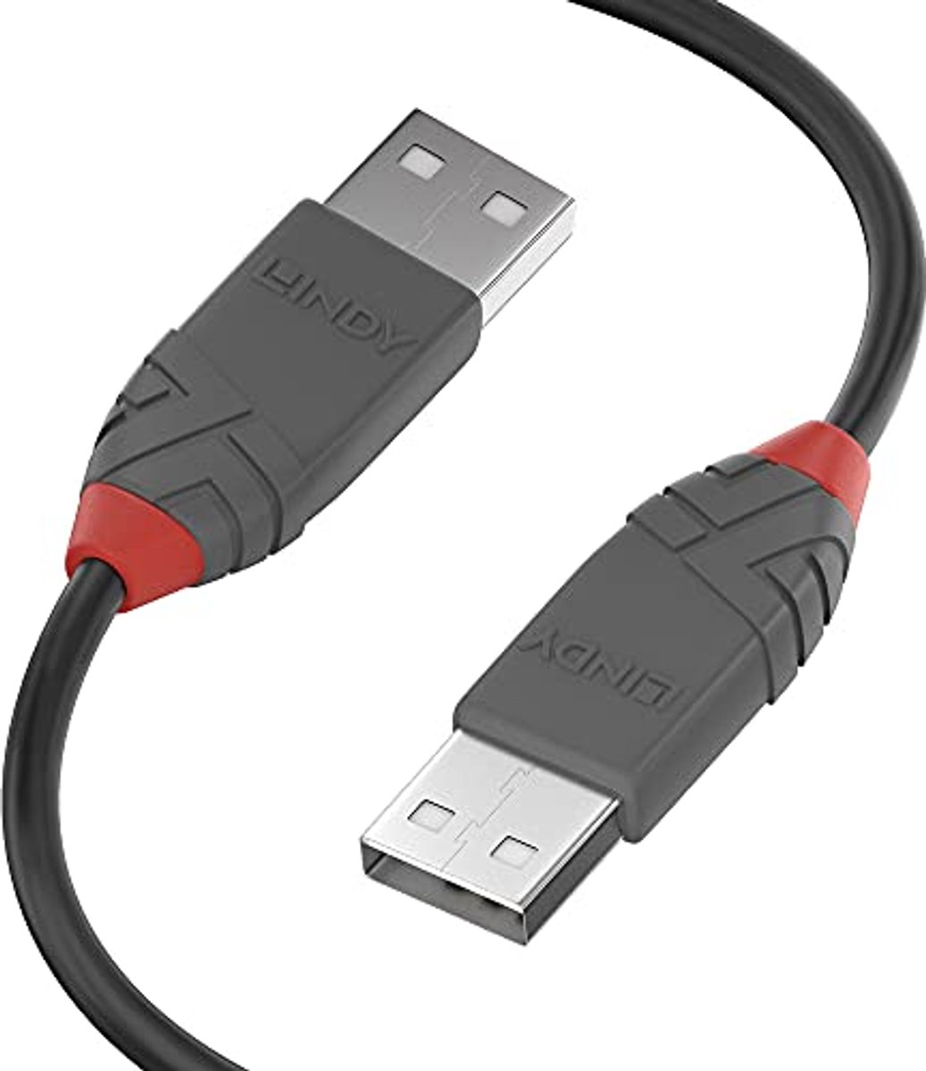 USB 2.0 A naar A kabel 3,00 m - Zwart en Grijs
