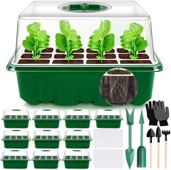 Unyqoos® Complete kweekset met mini-broeikas en accessoires voor binnen en balkon