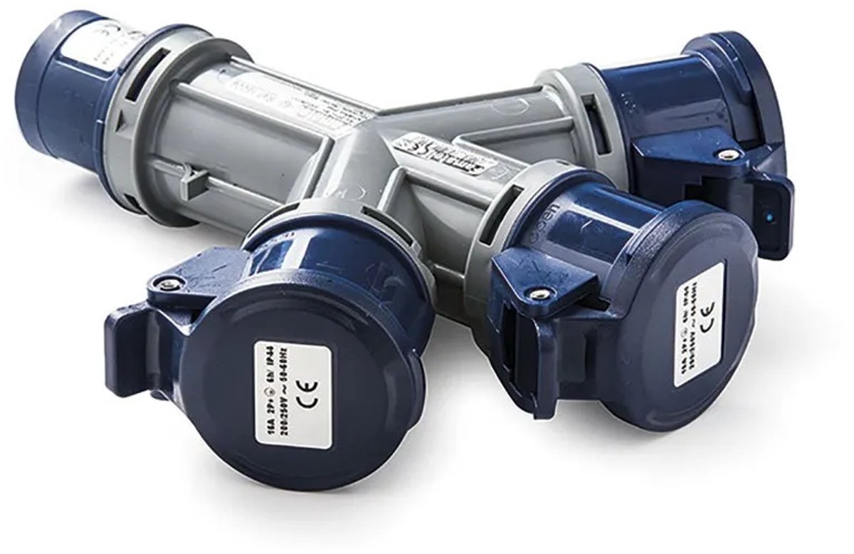 Famatel Industriële Adapter 15006 2p+t 3 Stopcontacten 16a 220v Grijs