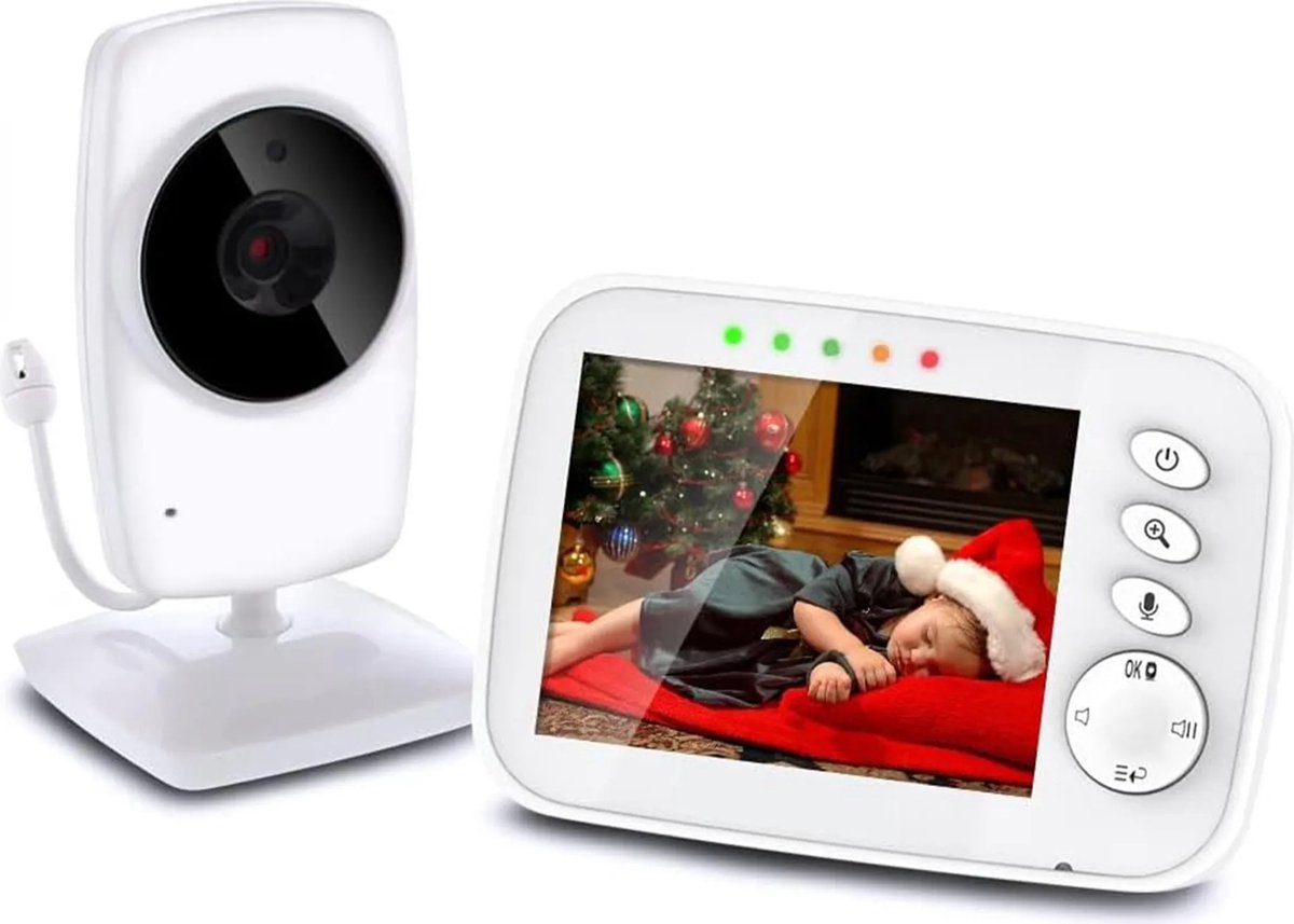 Babyfoon met camera en audio, hoge resolutie 1080P, met tweerichtingscommunicatie, bewaking van de kamertemperatuur en alarm.
