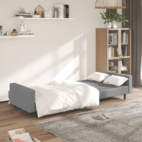 vidaXL-Canapé-lit 2 places - Velours - Gris clair