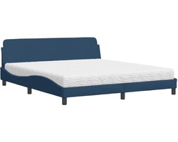 vidaXL - Bed - met - matras - "Dover" - stof - blauw - 180x200 - cm
