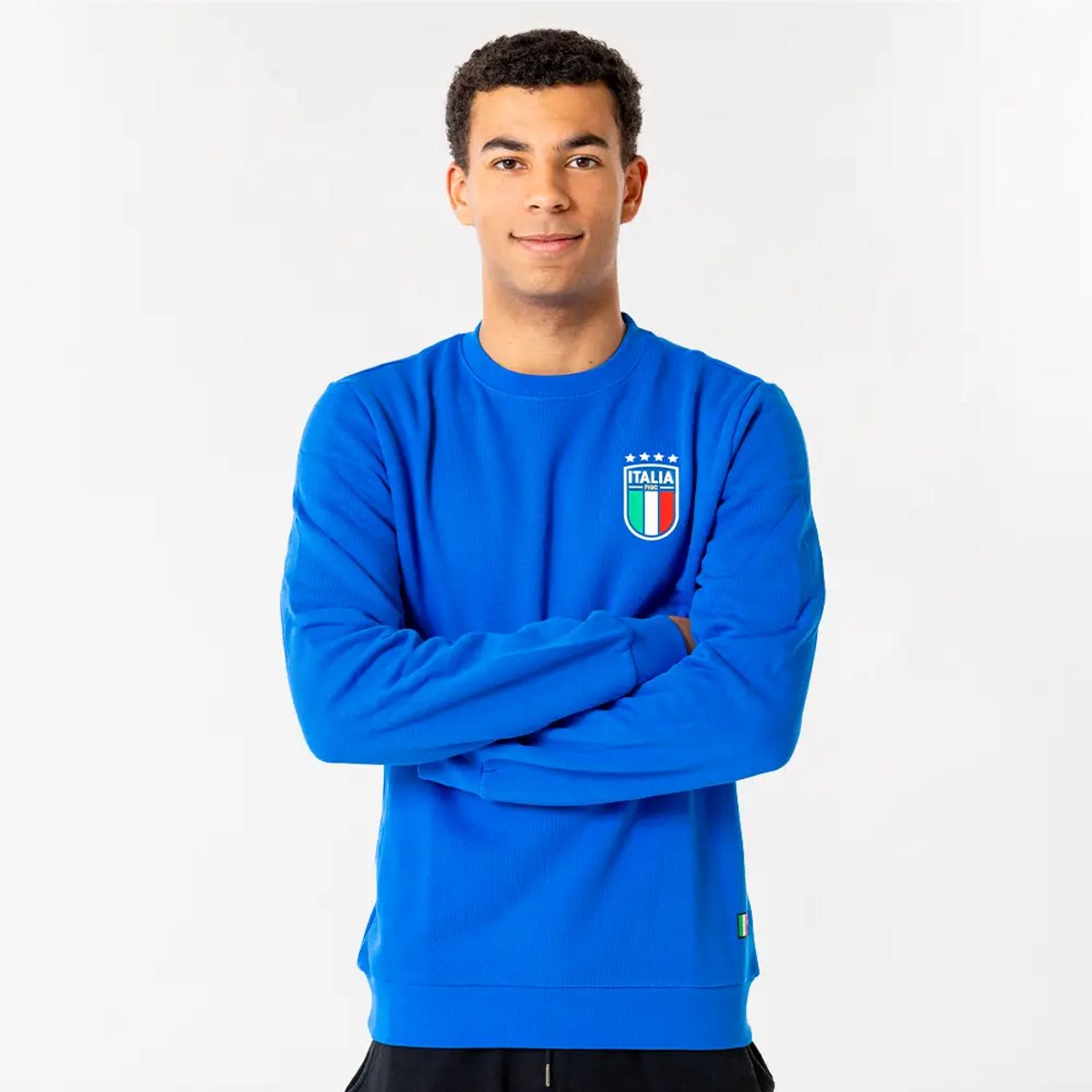 Italië Sweater heren - Maat M - Volwassenen - Voetbaltrui - Fankleding - FIGC - Officiële Fanmerchandise - Blauw - Katoen