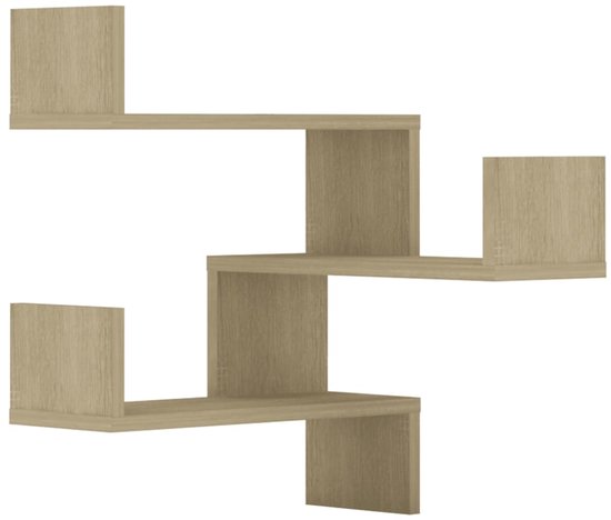 2 pcs HoekWandschap | étagère | Moutons flottants 40x40x50 cm bois travaillé couleur chêne sonoma