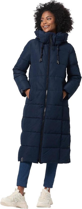 MARIKOO dames winterjas, lange gewatteerde winterjas, warm gewatteerd B948, taupe-grijs, XL