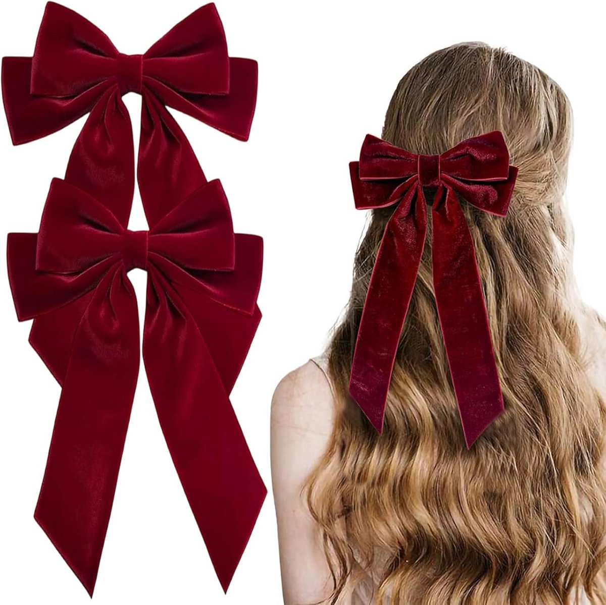 Grote FluWelen Haarstrik Haarspeld - Elegante Franse Haarclip voor Dames
